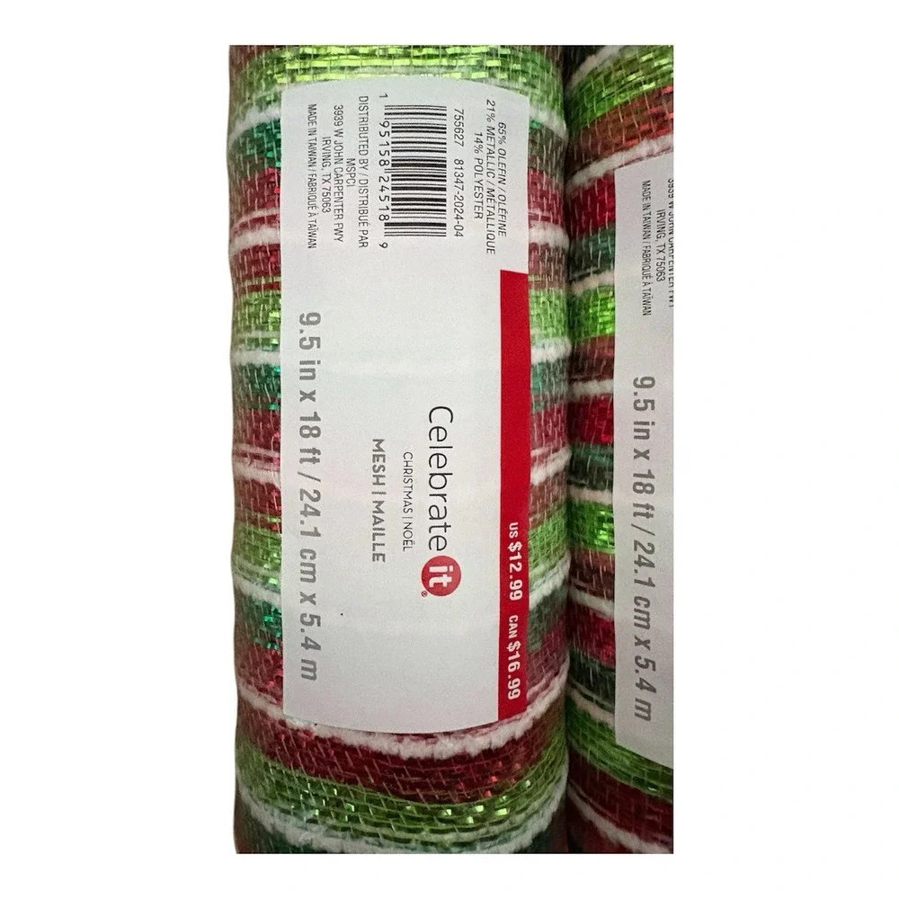 New Celebrate It Christmas Noel Mesh Roll 9.5